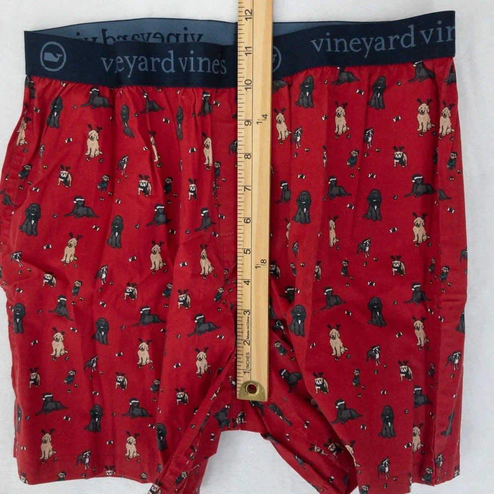Vineyard Vines Classic Boxers Mens S Red‎ Holiday Dog Print Cotton Stretch New